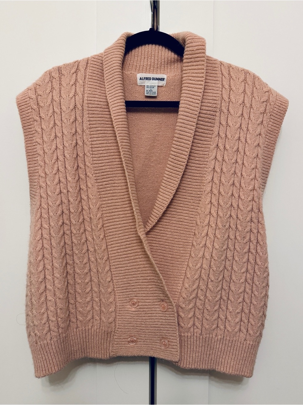VINTAGE 1990s Alfred Dunner Double-Breasted Cable Knit Sweater Vest
